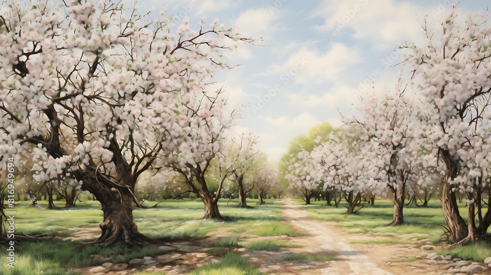 Blossoming Tranquility: Scene Capturing the Tranquility of a Tree in Blossom Blossoming Tranquility: Scene Capturing the Tranquility of a Tree in Blossom