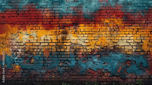 brick wall with a piece of street art that has challenged traditional notions of art and aesthetics, expanding the boundaries of what is considered art.stock image