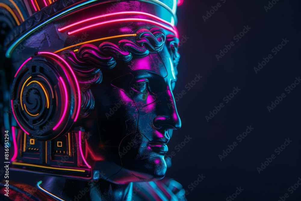 Greek statue with neon lights Greek statue with neon lights