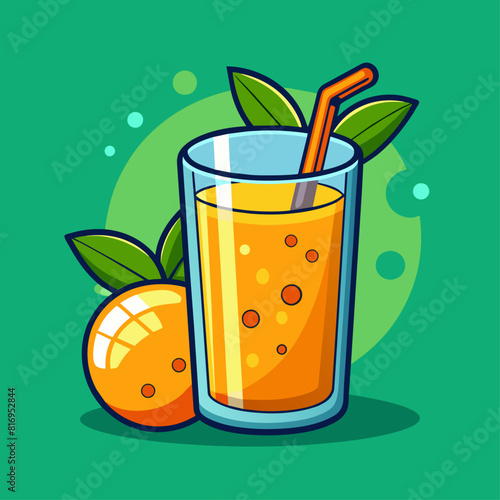 A vibrant illustration of a glass of fizzy orange juice
