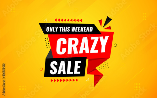 Crazy Sale offer Background. Sale banner design template. Vector illustration. Market promotion banner and crazy discount announcement background vector illustration.