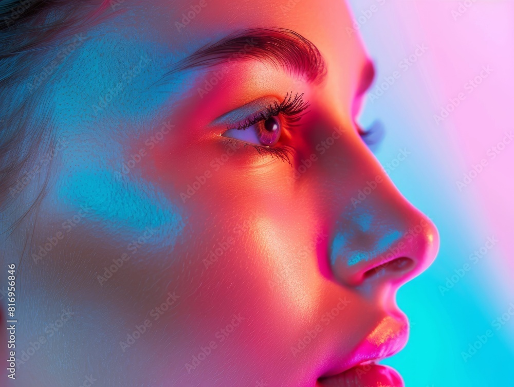 Bright skin side view Illuminated skin through technology Advanced tone Triadic Color Scheme Bright skin side view Illuminated skin through technology Advanced tone Triadic Color Scheme