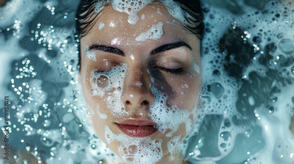 Cleansing that helps clean the facial skin deeply top view Effective deep facial cleansing Digital tone Tetradic color scheme Cleansing that helps clean the facial skin deeply top view Effective deep facial cleansing Digital tone Tetradic color scheme