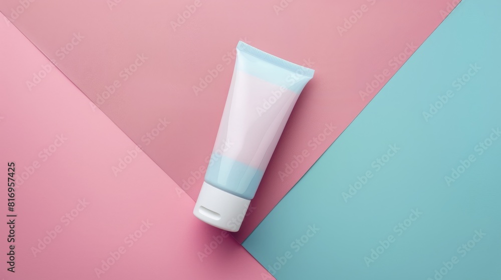 Cream bottle or tube top view Modern packaging for skin brightening cream  Technology tone  Splitcomplementary color scheme