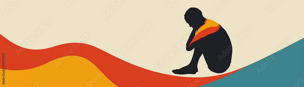 A graphic icon of a person sitting with their knees pulled up to their chest, showing a protective, anxious posture A graphic icon of a person sitting with their knees pulled up to their chest, showing a protective, anxious posture
