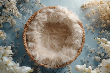 Digital background for newborn photos - dreamy background with bed