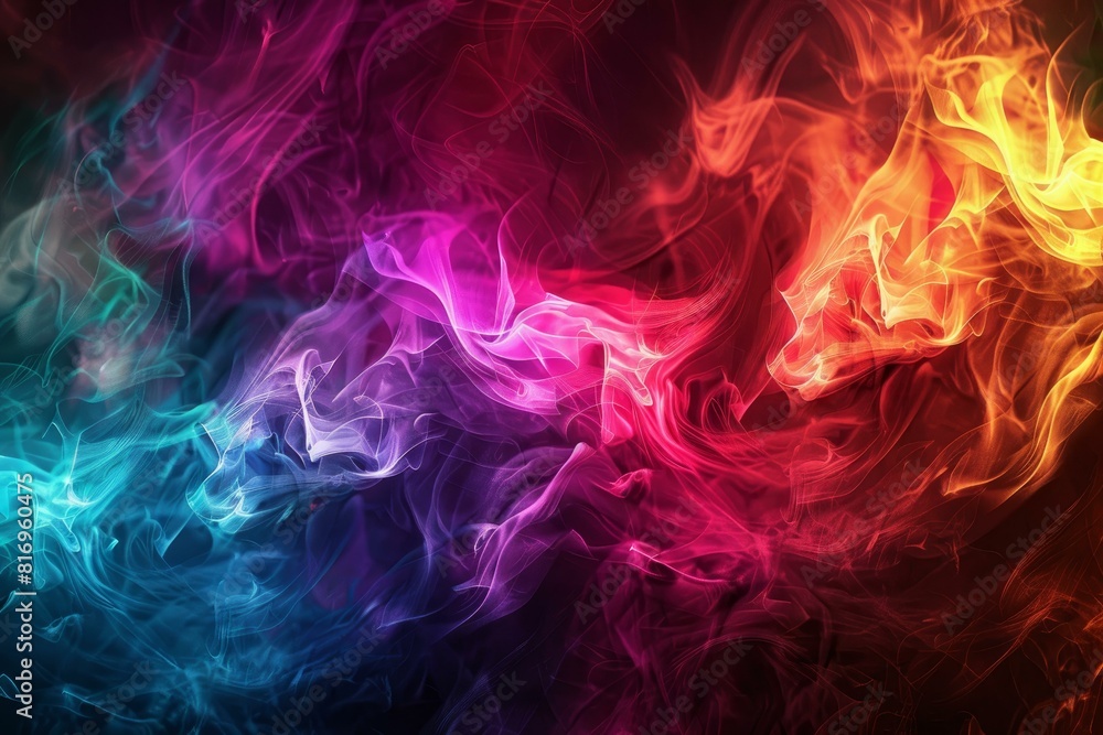Fototapeta premium Digital wallpaper featuring colorful smoke patterns with a dynamic and fluid appearance