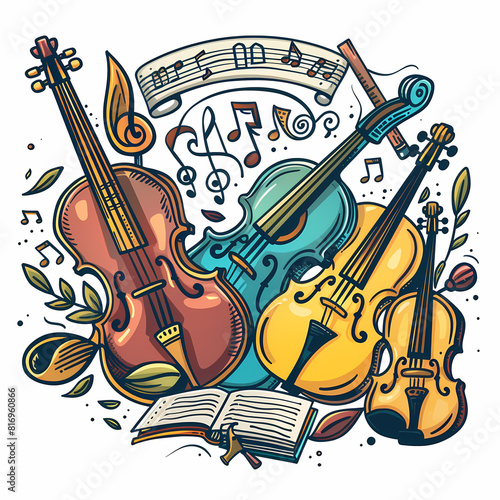 Abstract Classical music hand drawn doodle banner cartoon vector image