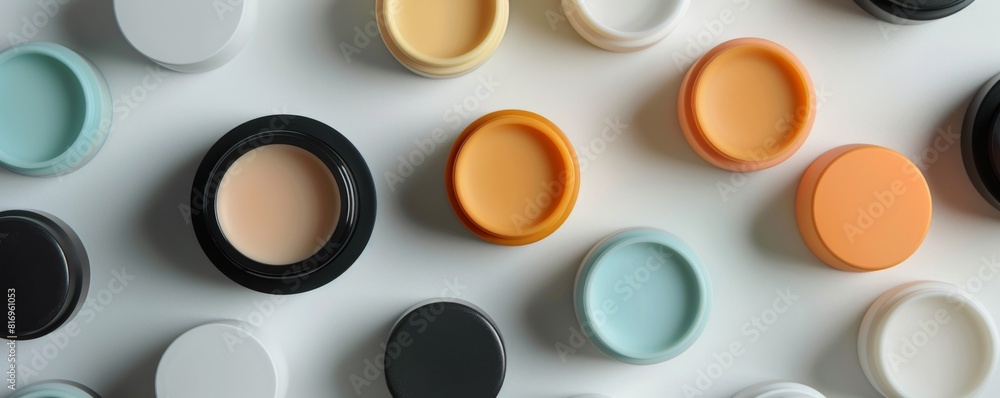 Lotion bottle or jar top view Sleek lotion container design Technology tone Splitcomplementary color scheme Lotion bottle or jar top view Sleek lotion container design Technology tone Splitcomplementary color scheme