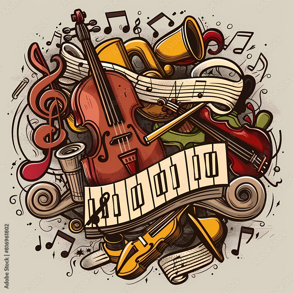 Abstract Classical music hand drawn doodle banner cartoon vector image Abstract Classical music hand drawn doodle banner cartoon vector image