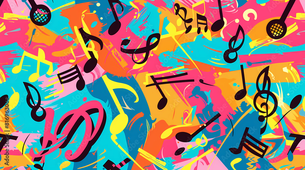 Obraz premium Abstract Classical music hand drawn doodle banner cartoon vector image