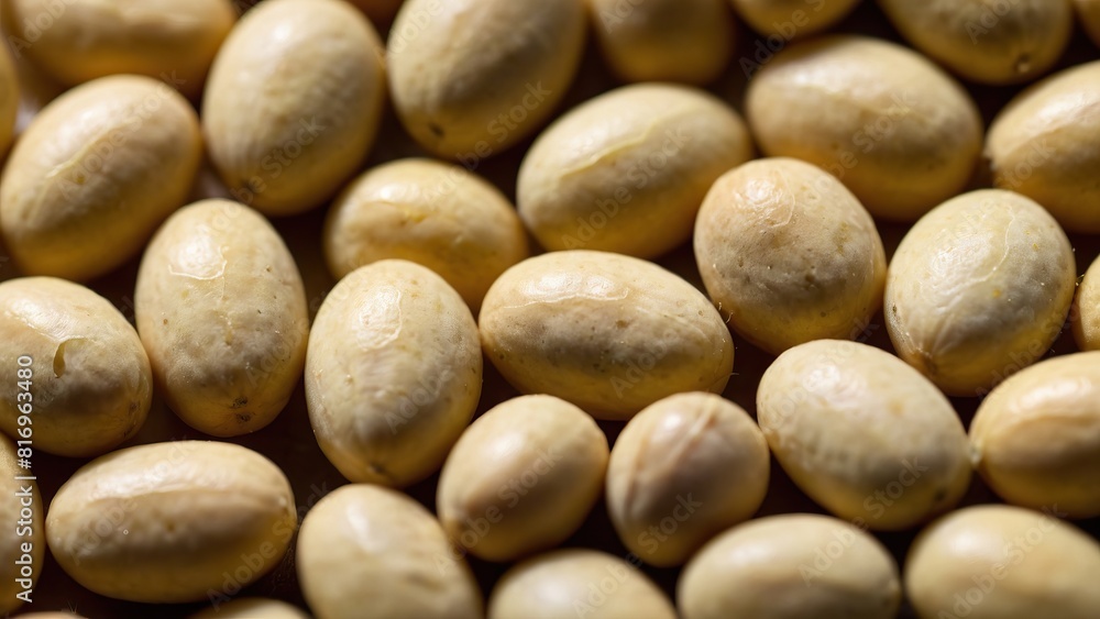 Macro shot of soybeans highlighting their smooth surfaces and detailed texture Macro shot of soybeans highlighting their smooth surfaces and detailed texture