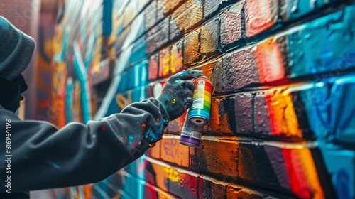 Street Artist Creating a Vibrant Mural