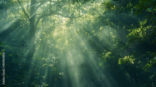 Sunlight Rays Through Forest Leaves For Nature Photography Designs
