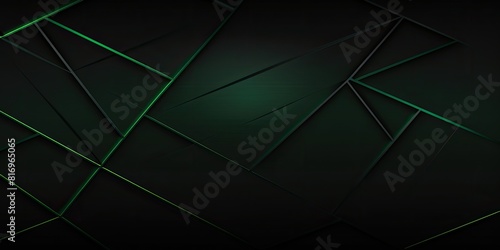 Electric Radiance: Green Lines on Black Background with Neon Green Border