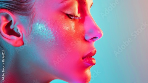 Suppress acne side view Acnefighting technology at work  Advanced tone  Triadic Color Scheme photo