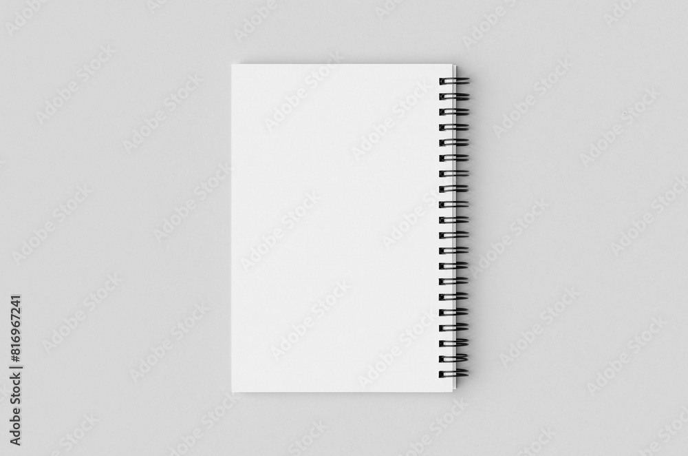 White spiral notebook mockup, backside. White spiral notebook mockup, backside.