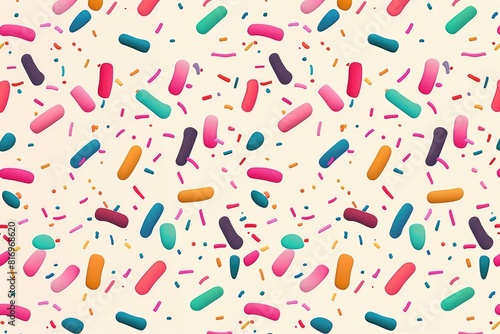 A seamless pattern of colorful sprinkles.