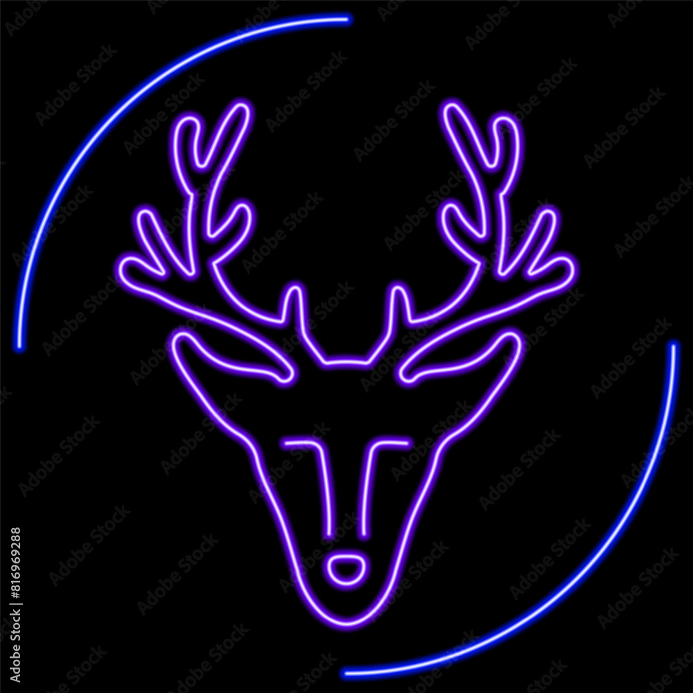 deer neon sign, modern glowing banner design, colorful modern design trend on black background. Vector illustration. deer neon sign, modern glowing banner design, colorful modern design trend on black background. Vector illustration.