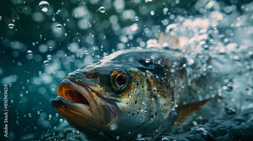 Trout leaping out of water for fishing or wildlife themed designs