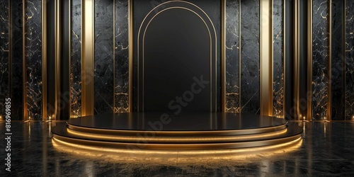 gold and black luxury podium scene