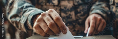 Soldier voting at military base