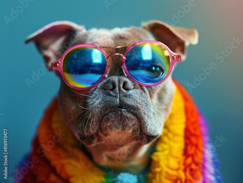 Pets Dressed in Pride Gear  Adding a touch of humor and lightheartedness to Pride celebrations. High-Resolution.