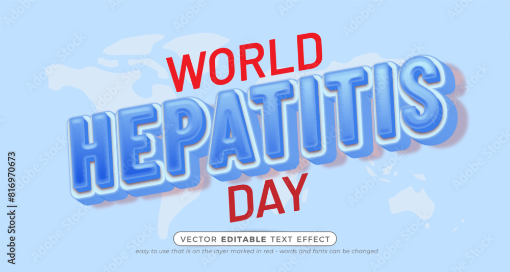 Hepatitis day text with 3D style editable text effect
