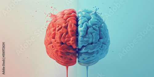 miniature illustrating the contrast between a fixed mindset and a growth mindset through the metaphor of the brain photo