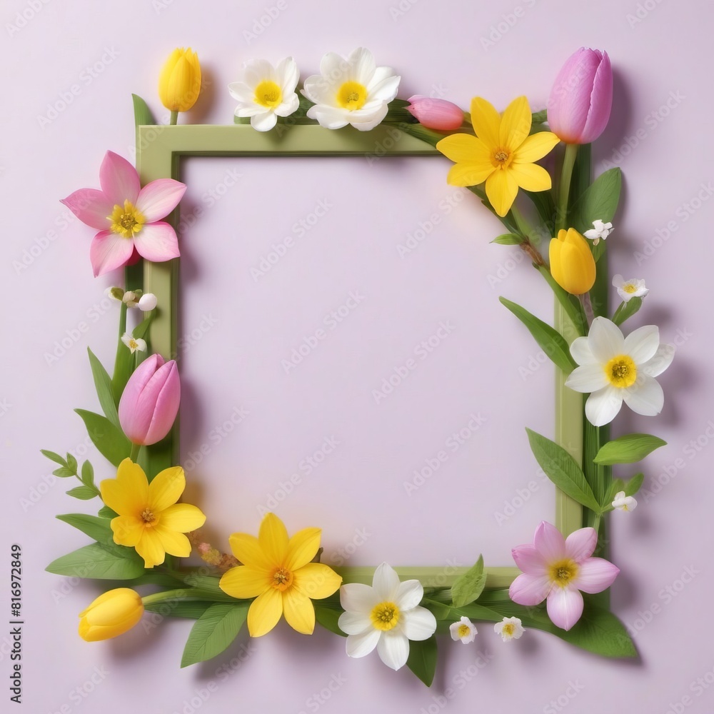 custom made wallpaper toronto digitalSummer Floral Frame, Pastel Beautiful Spring Template, Text Background, Copy Space.