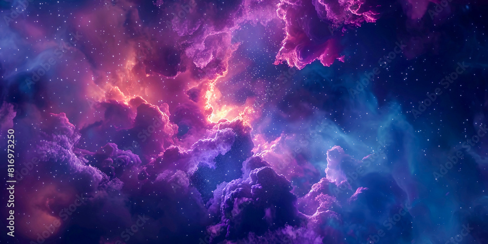 Amazing Nebula and Stars: Hyper Realistic Fantasy Space Background with Glowing Nebulous Clouds, High-Resolution Photography in the Style of Octane Render