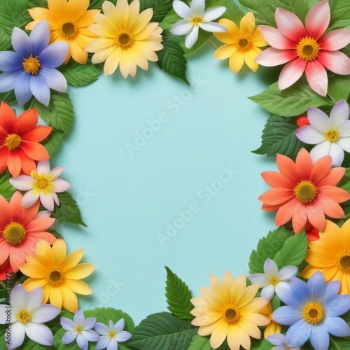 Wallpaper Mural Summer Floral Frame, Pastel Beautiful Spring Template, Text Background, Copy Space. Torontodigital.ca