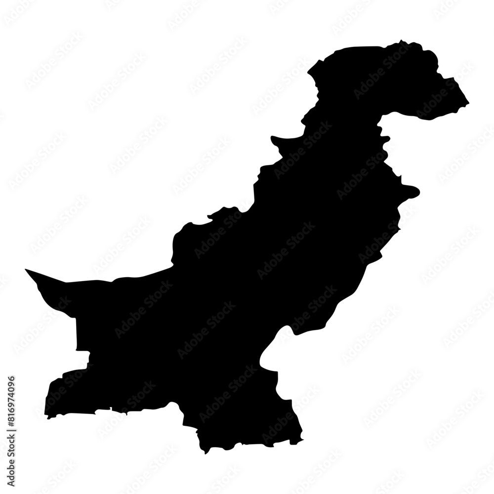 Black silhouette of Pakistan map vector illustration Black silhouette of Pakistan map vector illustration
