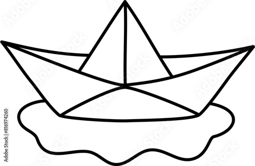 paper boat doodle lineart
