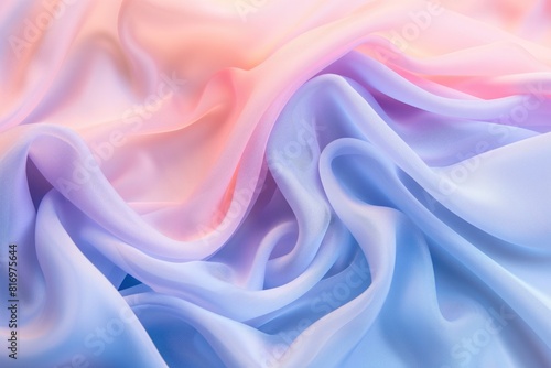 Pastel Silk Fabric Texture Waves in Gentle Pink, Blue, and Purple Tones