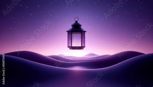 Mystical Lantern in a Starry Desert Landscape