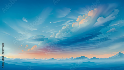 High quality Blue gradient colored sky illustration background