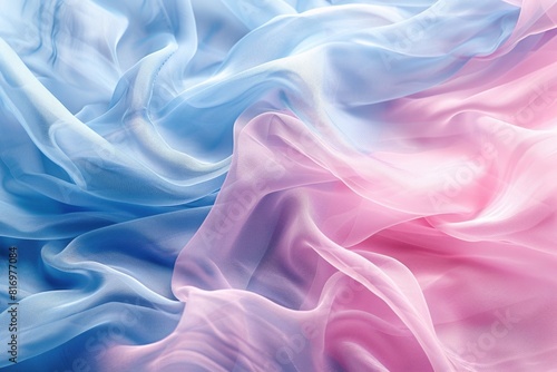 Elegant Blue and Pink Satin Fabric Waves Texture for Background and Design