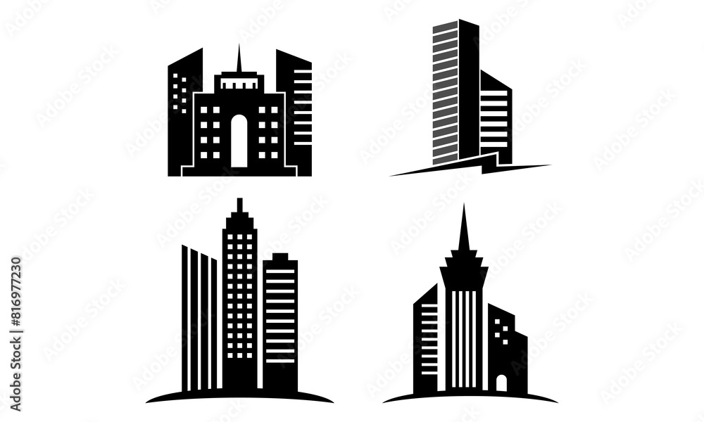 Obraz premium set skyscraper building logo vector