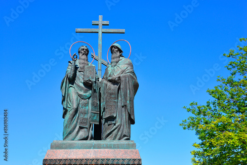 Monument to Cyril and Methodius, creators of the Old Slavic alphabet and Church Slavic language photo