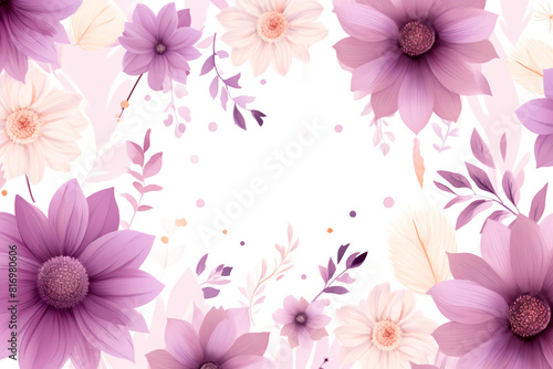 Minimal flat design of purple flowers over white background
