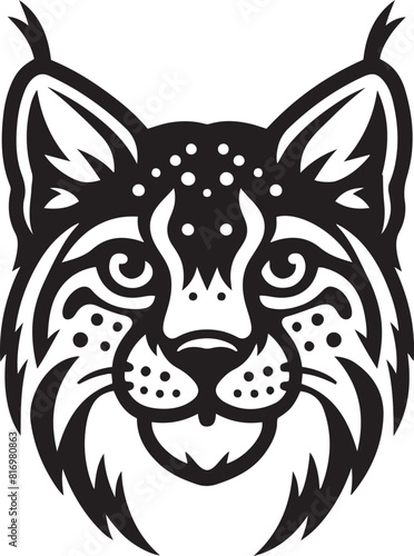 Lynx head silhouette vector illustration on white background.