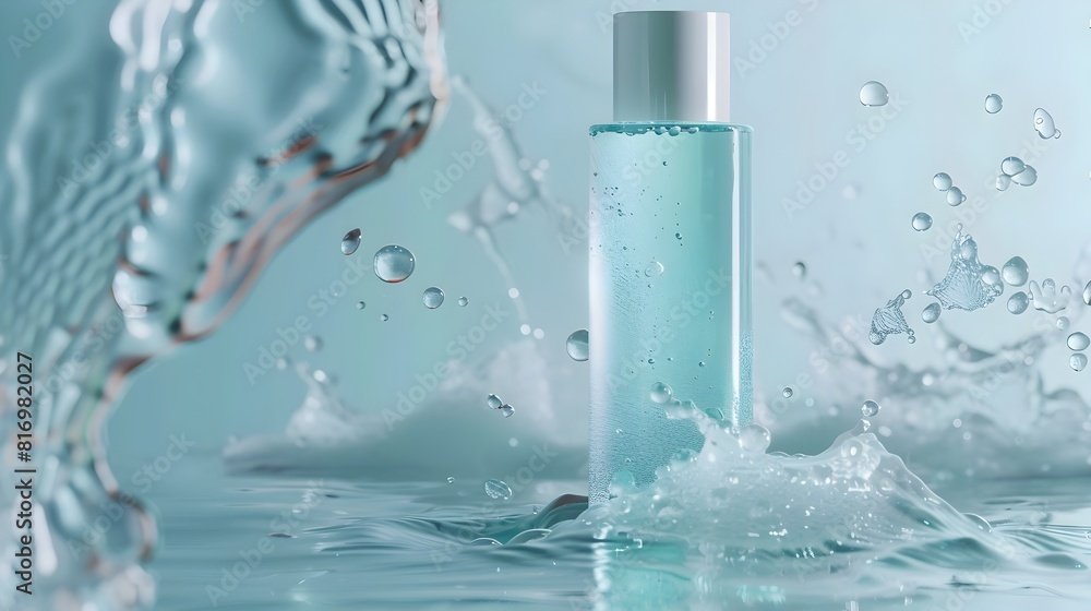 Minimalist Turquoise Liquid Product with Water Droplets and Feminine Appeal Minimalist Turquoise Liquid Product with Water Droplets and Feminine Appeal