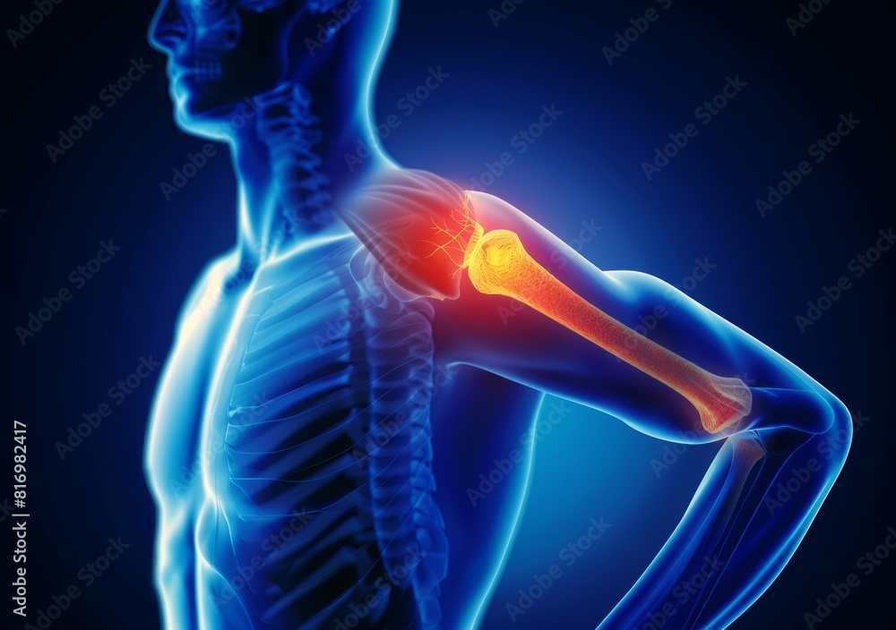 3d rendered illustration of shoulder pain in the human body