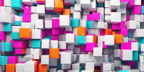 Colorful bright 3d cubes abstract background