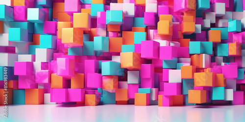 Colorful bright 3d cubes abstract background