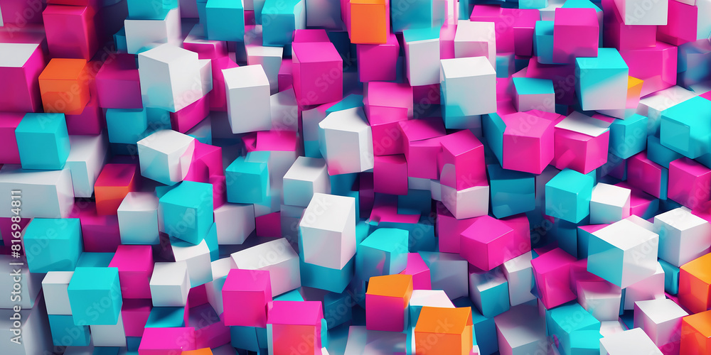 Colorful bright 3d cubes abstract background Colorful bright 3d cubes abstract background