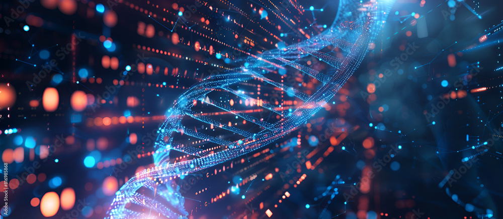 Blue Print of Life with binary data flow, The Quantum Leap in Genetics ...