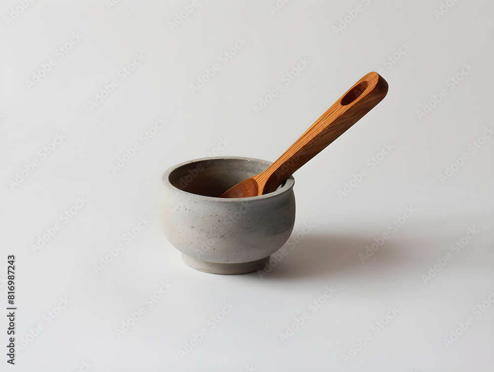 Minimalist Ceramic Bowl with Wooden Spoon on White Background | Clean, Modern & Rustic Aesthetic | Neutral Tones, Elegant Design | Perfect for Home Decor, Kitchenware, and Lifestyle Minimalist Ceramic Bowl with Wooden Spoon on White Background | Clean, Modern & Rustic Aesthetic | Neutral Tones, Elegant Design | Perfect for Home Decor, Kitchenware, and Lifestyle