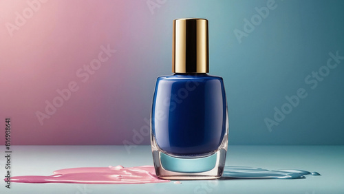 Trendy nail polish bottle isolated creative background, salon manicure advert, Generative AI